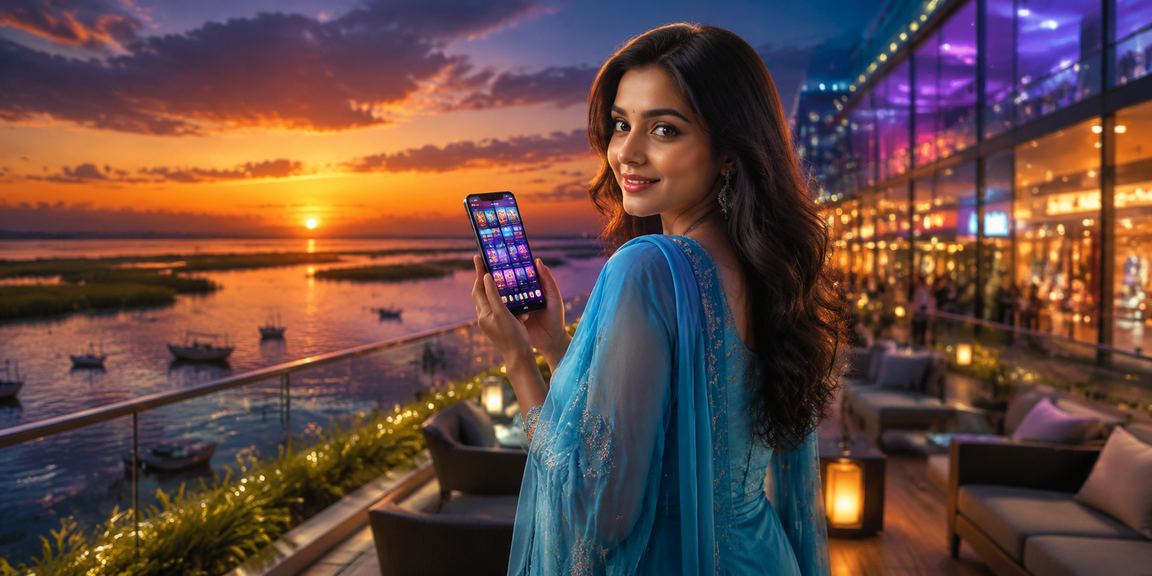 টাঙ্গুয়ার হাওরের পাশে মোবাইলে স্পোর্টস বেটিং করছেন একজন ব্যবহারকারী
